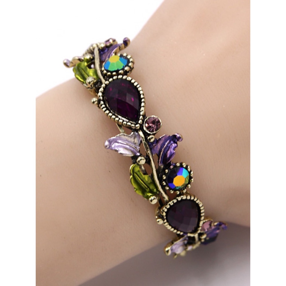 Purple flower cuff bracelet